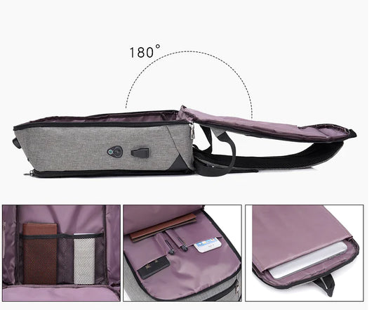 Anti-Theft USB Backpack with Password Lock